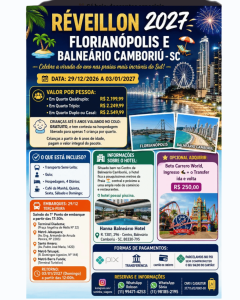 RÉVEILLON 2027 -FLORIANÓPOLIS E BALNEÁRIO CAMBORIÚ- SC
